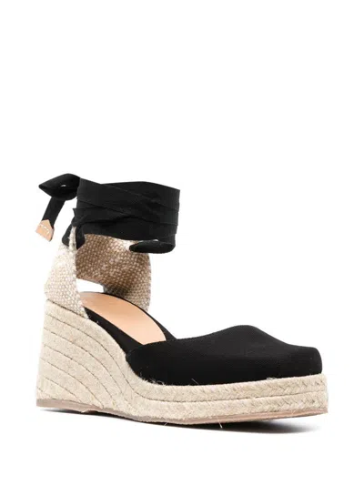 Castaã±er Tina Raffia Wedge Espadrilles In Black