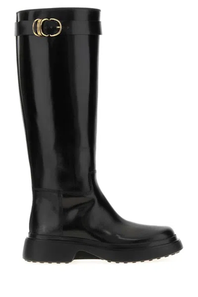 Tod's Leather Knee-high Boots In Gray