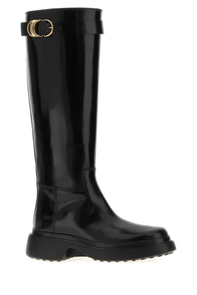 Tod's Leather Knee-high Boots In Gray