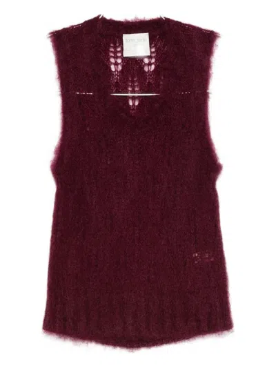 Forte Forte Open-knit Sleeveless Top In Burgundy