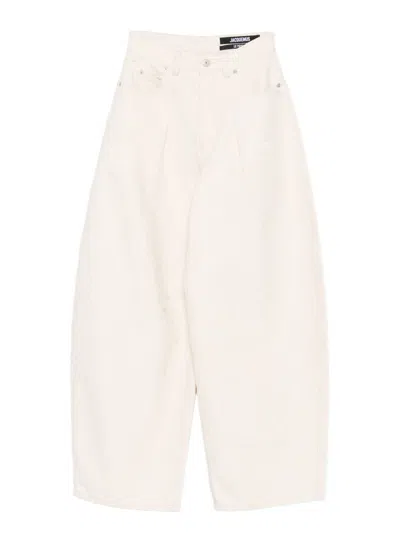 Jacquemus Trousers With Pleated Front And Side Pockets In White