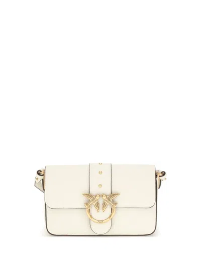 Pinko Love Leather Shoulder Bag In White