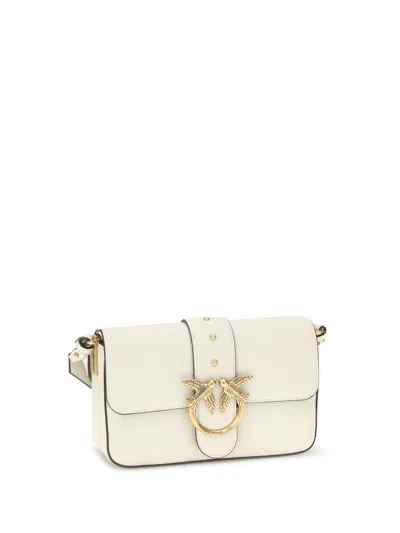 Pinko Love Leather Shoulder Bag In White