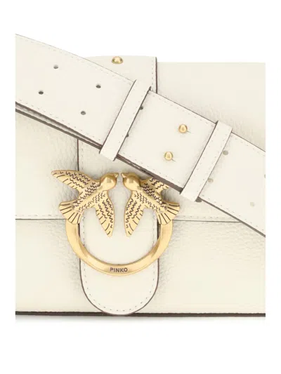 Pinko Love Leather Shoulder Bag In White