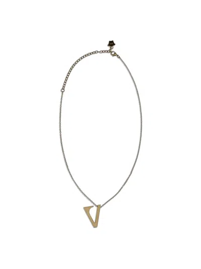 Versace V Chain Necklace In Gray