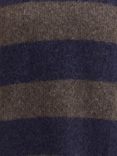 Emporio Armani Striped Sweater In Blue