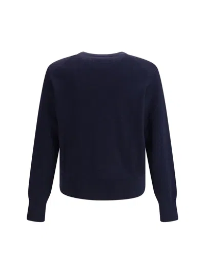Ami Alexandre Mattiussi Ami Navy Blue Cotton Jersey Sweater With Signature Embroidered Motif In Blue