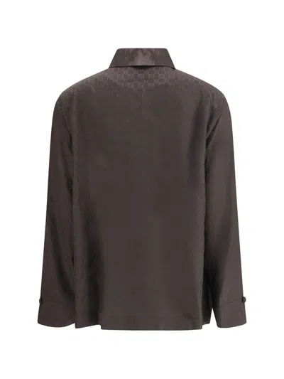 Fendi Women Silk Jacquard Shirt In Brown