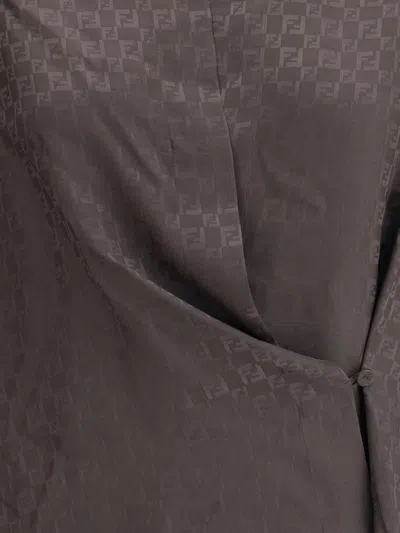 Fendi Women Silk Jacquard Shirt In Brown