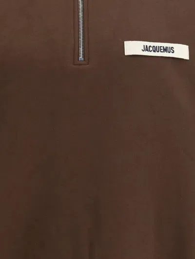 Jacquemus Grosgrain Sweatshirt With Turtleneck In Brown