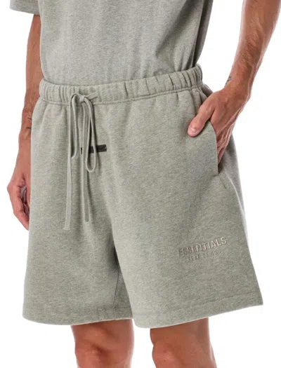 Fear Of God Essential Soccer Fleece Sweatshort Concrete Heater In Gray