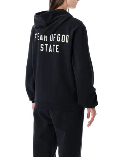 Fear Of God Essential Black  90s Fit Zip Hoodie In Black