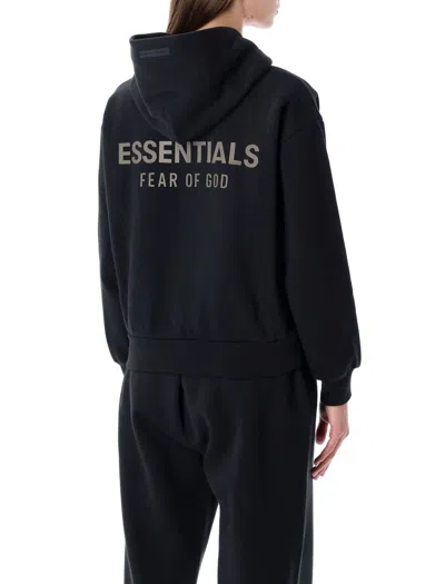 Fear Of God Essential Black  90s Fit Zip Hoodie In Black