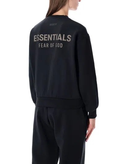 Fear Of God Essential Black  Crewneck Sweatshirt In Black