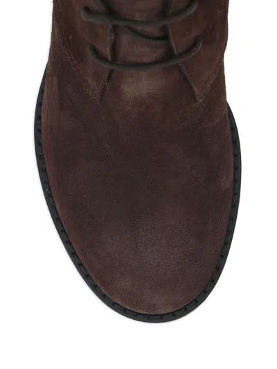 Tod's Brown Suede Ankle Boots With High Block Heel And Lace-up Front In Brown