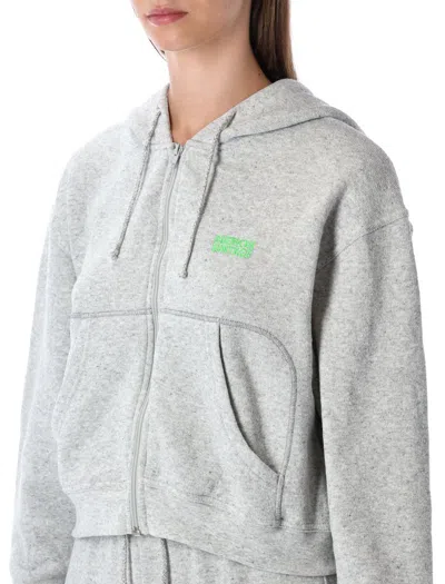 American Vintage Casual Zip Hoodie With Drawstring And Pockets In Gray
