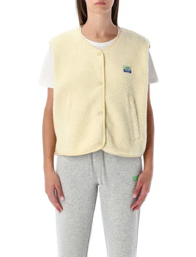 American Vintage Sleeveless Fleece Gilet Side Pockets In Sand