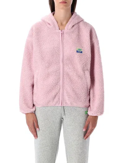 American Vintage Hooded Teddy Jacket Front Pockets In Pink