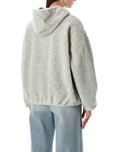 American Vintage Hoktown Teddy-fleece Zip-up Hoodie In Gray