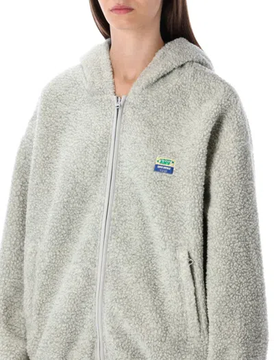 American Vintage Hoktown Teddy-fleece Zip-up Hoodie In Gray