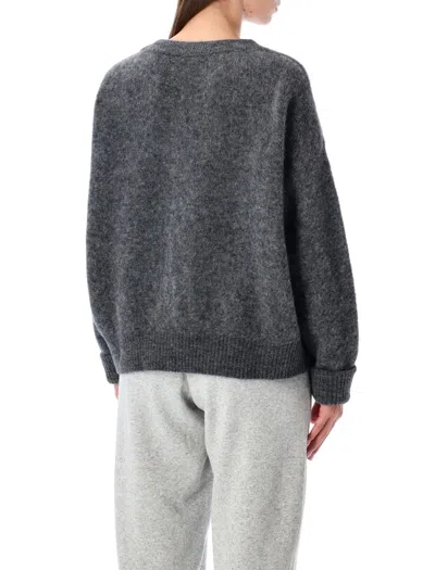 American Vintage Soft Knit Sweater With Ribbed Cuffs And Hem In Gray