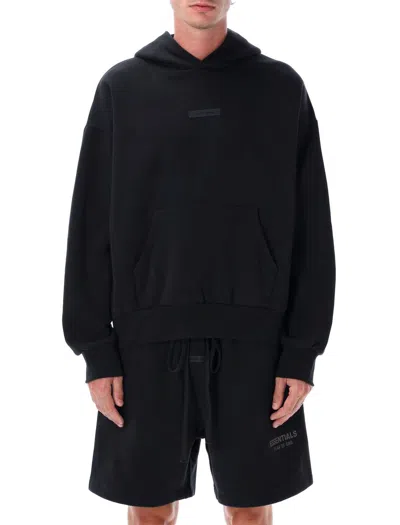 Fear Of God Essential Classic Fleece Hoodie Jet Black In Black