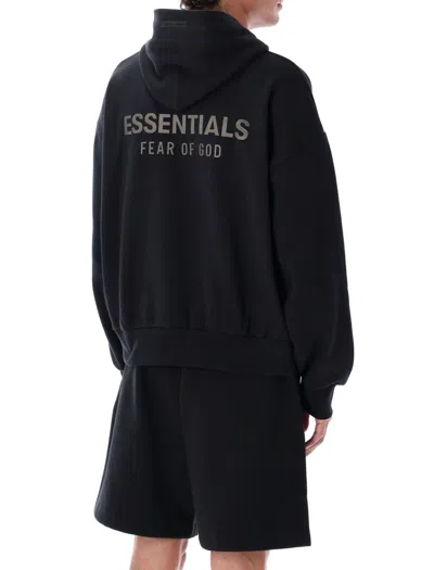 Fear Of God Essential Classic Fleece Hoodie Jet Black In Black