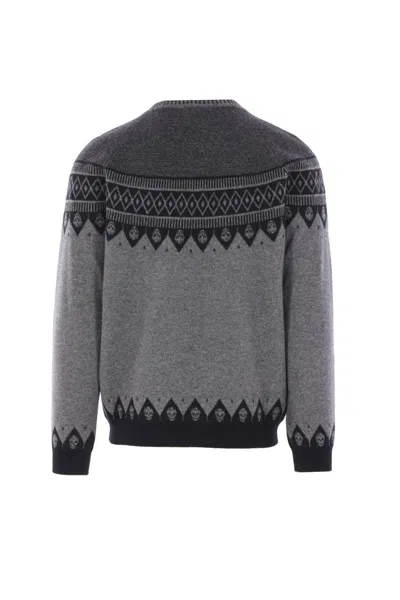 Alexander Mcqueen Mcqueen Skull Fair Isle Wool Crewneck Sweater In Gray