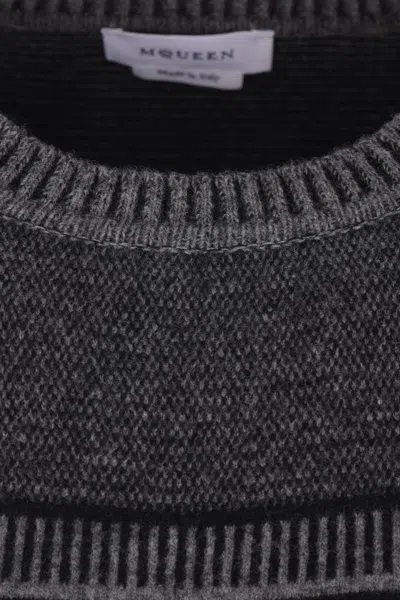 Alexander Mcqueen Mcqueen Skull Fair Isle Wool Crewneck Sweater In Gray