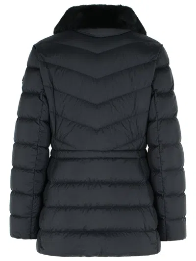 Moose Knuckles Belle Cote Genuine Shearling Collar Water Repellent 800 Fill Power Down Puffer Jacket In Black
