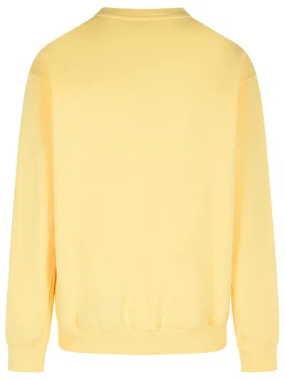 New Balance Cotton Crew Neck Sweatshirt With Ribbed Cuffs In Yellow