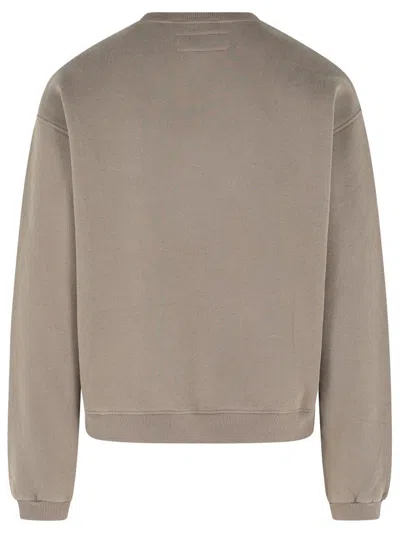 Erl Cotton Crew Neck Sweatshirt With Ribbed Cuffs And Hem In Gray