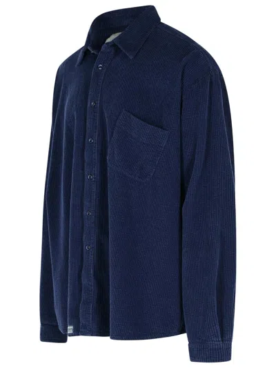 Erl Cotton Shirt With Chest Pocket And Long Sleeves In Blue