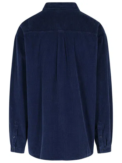 Erl Cotton Shirt With Chest Pocket And Long Sleeves In Blue