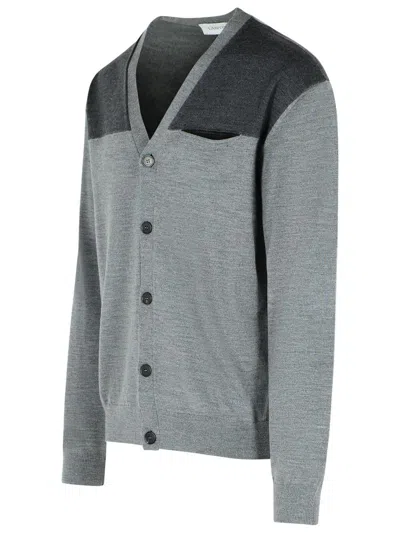 Lanvin V-neck Wool Cardigan Long Sleeves In Gray