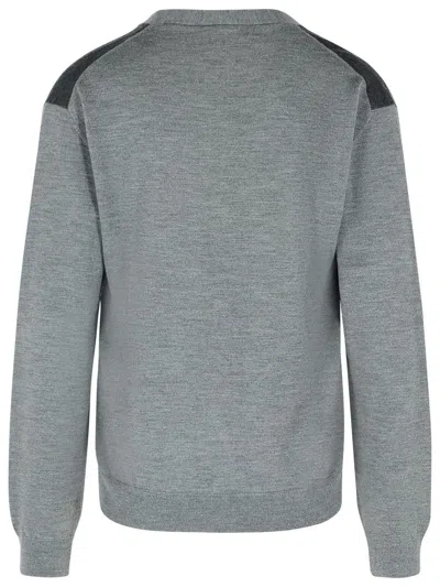 Lanvin V-neck Wool Cardigan Long Sleeves In Gray