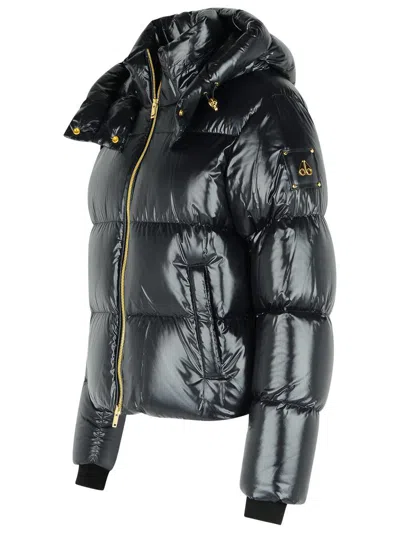Moose Knuckles Hooded Padded Quilted Jacket With Zip Pockets In Black