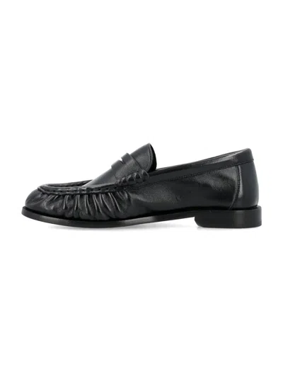 Saint Laurent Le Leather Ysl Penny Loafers In Black