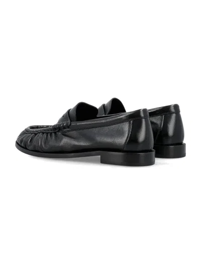 Saint Laurent Le Leather Ysl Penny Loafers In Black