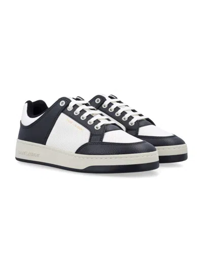 Saint Laurent Low-top Leather Sneakers Featuring Contrast Panels In Multi