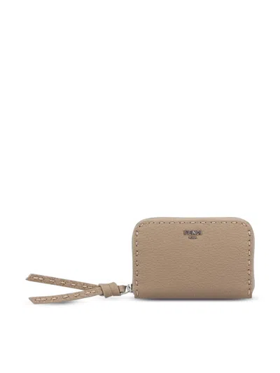 Fendi Zip Around Peekaboo Mini In Neutral