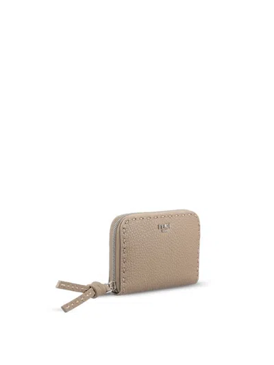 Fendi Zip Around Peekaboo Mini In Neutral