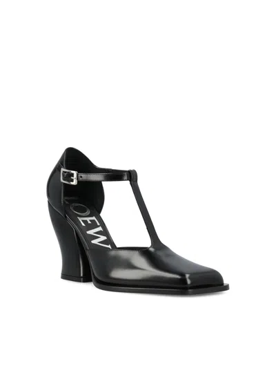 Loewe Leather Onda T-bar Pumps 90 In Black