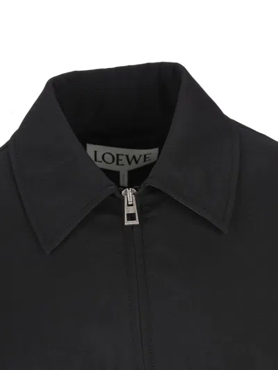 Loewe Belted Leather-trimmed Wool Blouson In Black