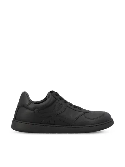 Loewe Jambo Logo-detail Leather Sneakers In Black
