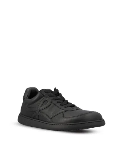 Loewe Jambo Logo-detail Leather Sneakers In Black
