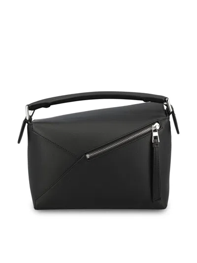 Loewe Small Puzzle Leather Tote Bag In Black