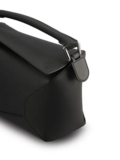 Loewe Small Puzzle Leather Tote Bag In Black