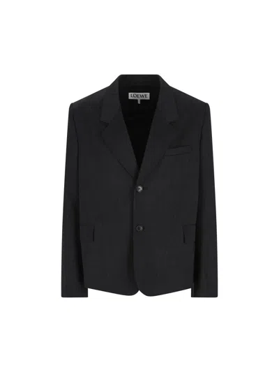 Loewe Buttoned Cropped Jacket In Black