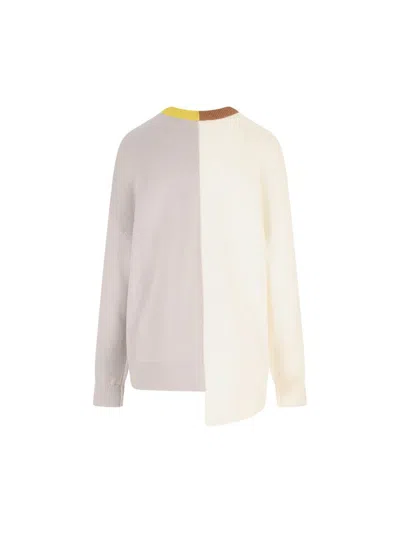 Loewe Colour-block Asymmetric Sweater In Neutral